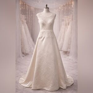 Watters Brides Silk Lace A-Line Wedding Gown – Size 8 (New, No Tags)